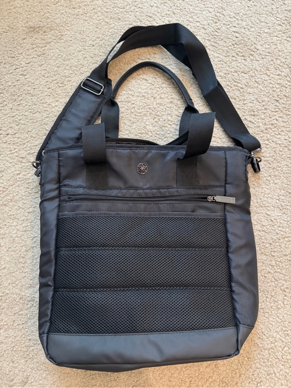 GAIAM Black Women's Yoga Tote with Mesh Front Panel and Adjustable Strap